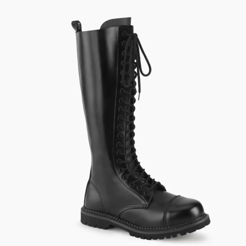Demonia Riot -20 Lace Up Knee High Boots Black Size 9 Nwot Unisex